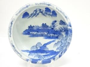 古伊万里　染付　柳　大鉢